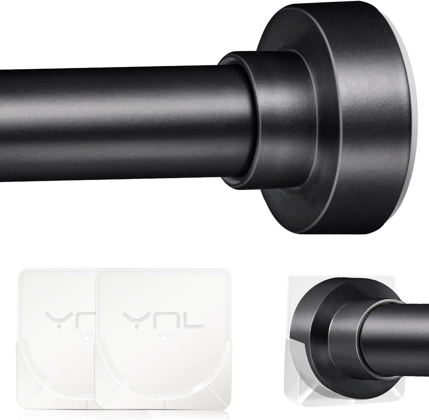 

Карниз для душа с регулируемым натяжением 34–120 дюймов без сверления, сверхпрочный пружинный стержень для патио в ванной комнате, матовый черный