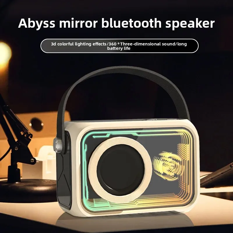 

Новый портативный мини-динамик Bluetooth, красочная светящаяся зеркальная поверхность, бас-пушка, настольный звук, беспроводной