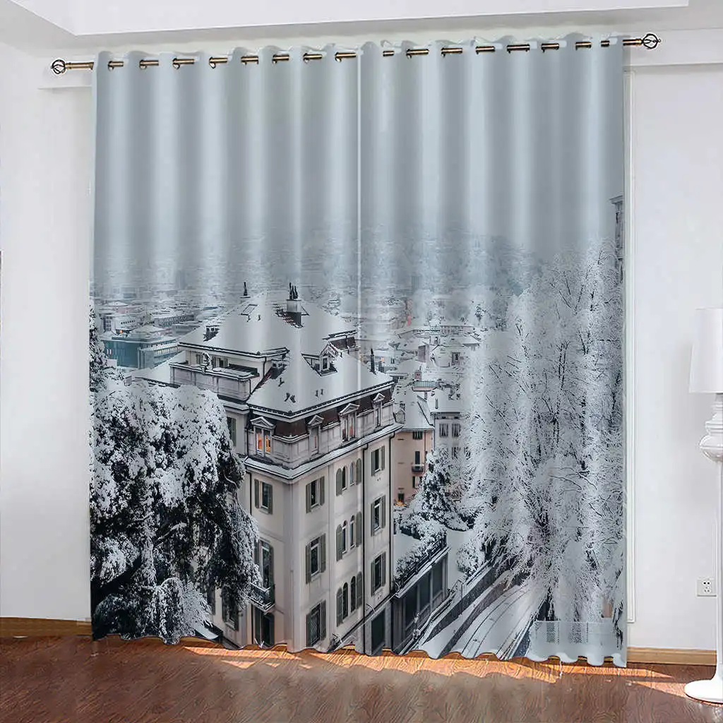 

Snow Tree Curtains Living Room Blackout Curtains Bedroom Study Kitchen Decoration Curtains for Living Room Cortina Cocina