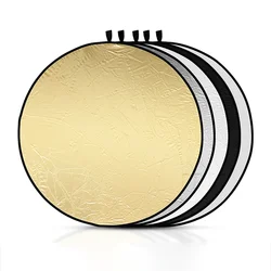 Portable 30CM Round Two-in-one Reflector Mini Photography Live Lighting Photo Supplementary Light Plate Collapsible Gold Silver