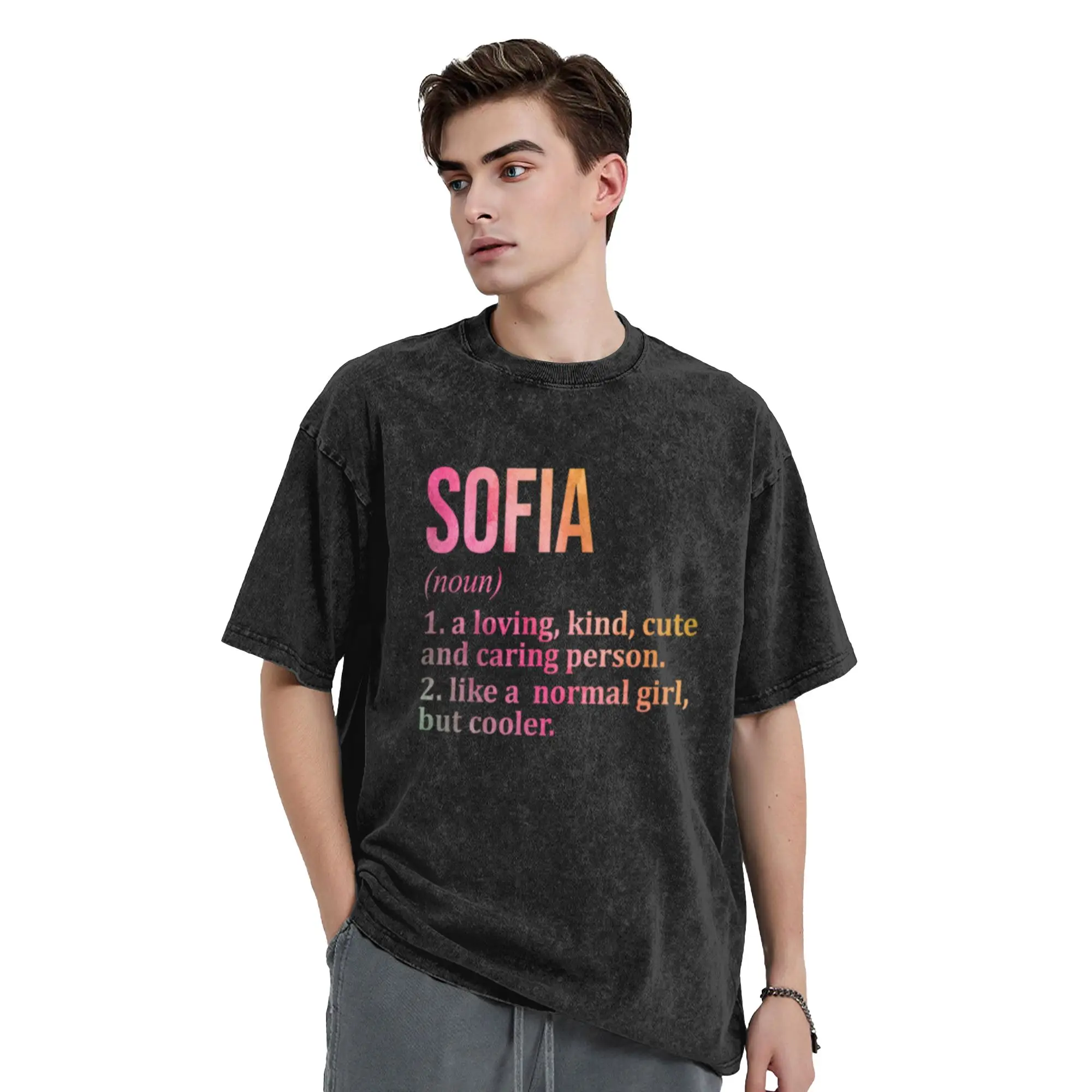 Sofia Name Definition in Watercolor  Unique Cool A Vintage Oversized Cotton Unisex T-Shirts