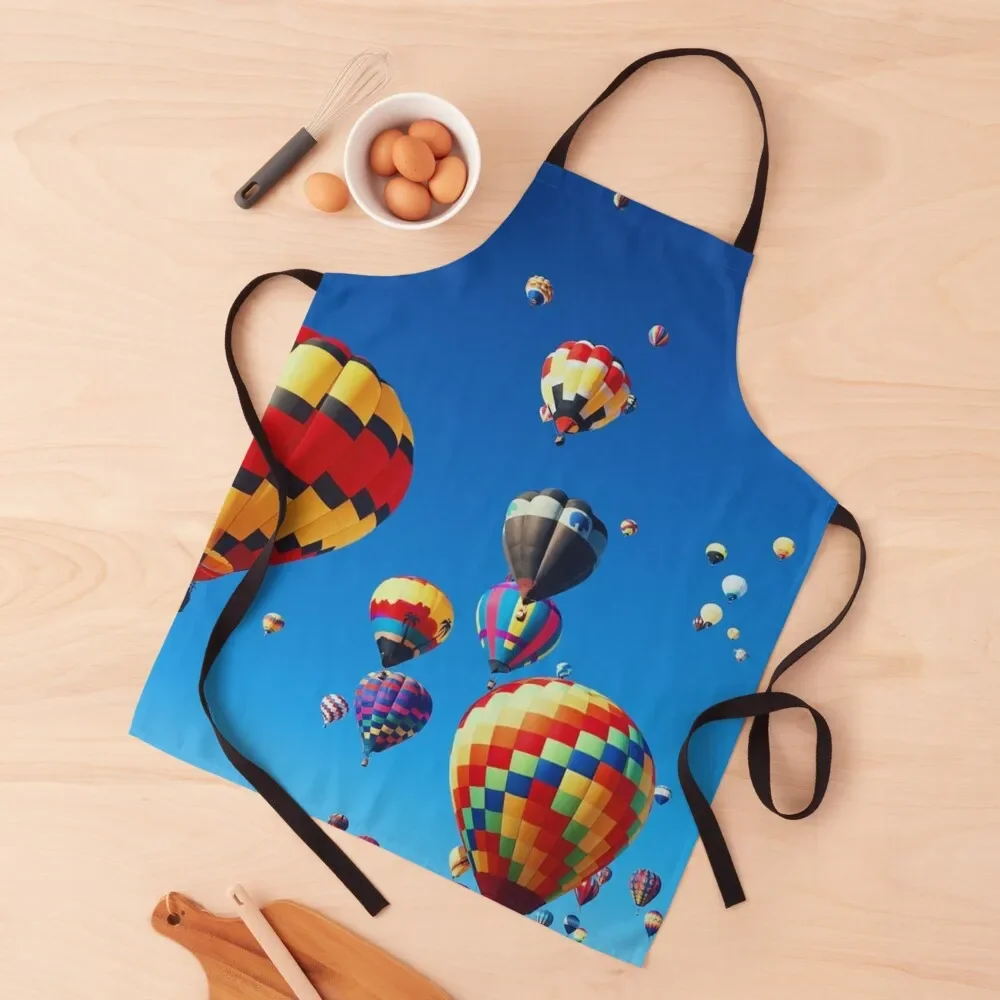 

Hot Air Balloons Blue Sky Apron Cleaning Products For Home bib Men gift Apron