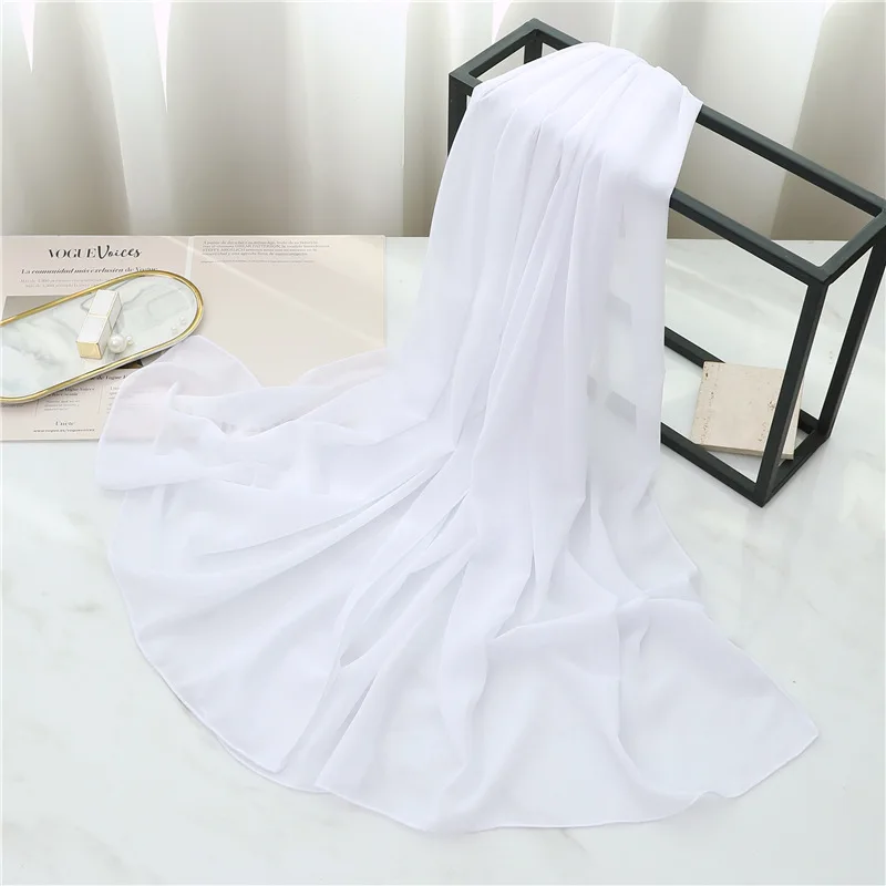 Summer Long Silk Scarf For Women Large Shawl Wrap Headband Solid Design Hijab Beach Stoles Female Foulard Echarpe Bandana image 5