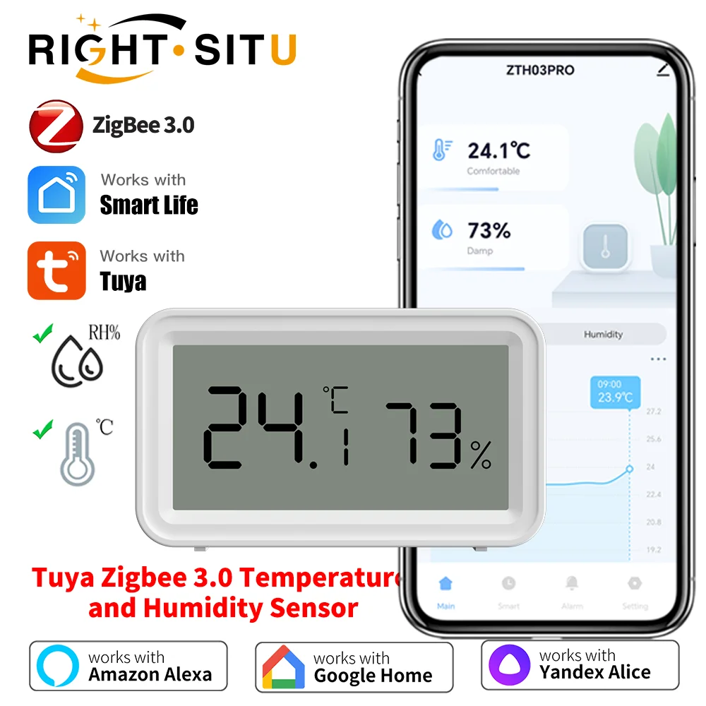 Tuya Zigbee 3.0 Temperature Humidity Sensor Home Automation Remote Connect Thermometer Work With Smart Life Alexa Google Home