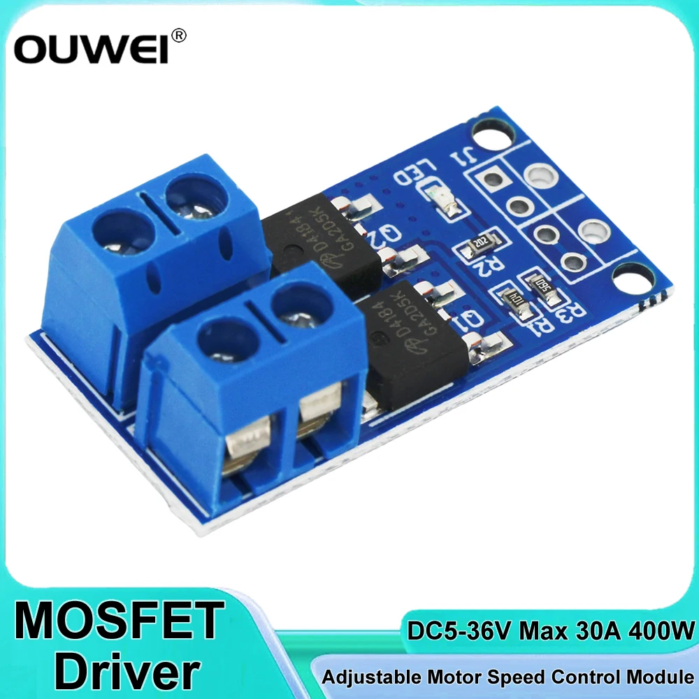 DC 5V-36V 15A Max 30A 400W Dual High-Power MOSFET PWM Trigger Switch Drive Regulator Adjustment Motor Speed Control Board Module