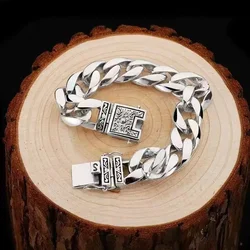 HX New Silver Color Smooth Face Men's Bracelet Aggressive Personality Retro Lovers Versatile Temperament Jewelry Accessories