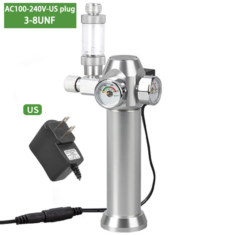 ZRDR Aquarium CO2 Regler Magnetventil Blase Zähler Kleine Gasflasche 3-8UNF Mit Hülse Aquarium CO2 Druckminderventil 4