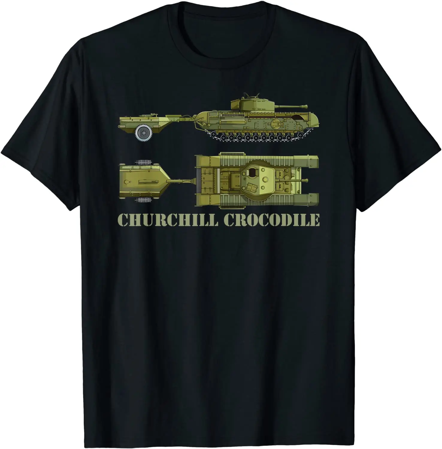 WWII British Churchill Crocodile Flame-throwing Tank Diagram T Shirt New 100% Cotton Short Sleeve O-Neck T-shirt Casual Mens Top