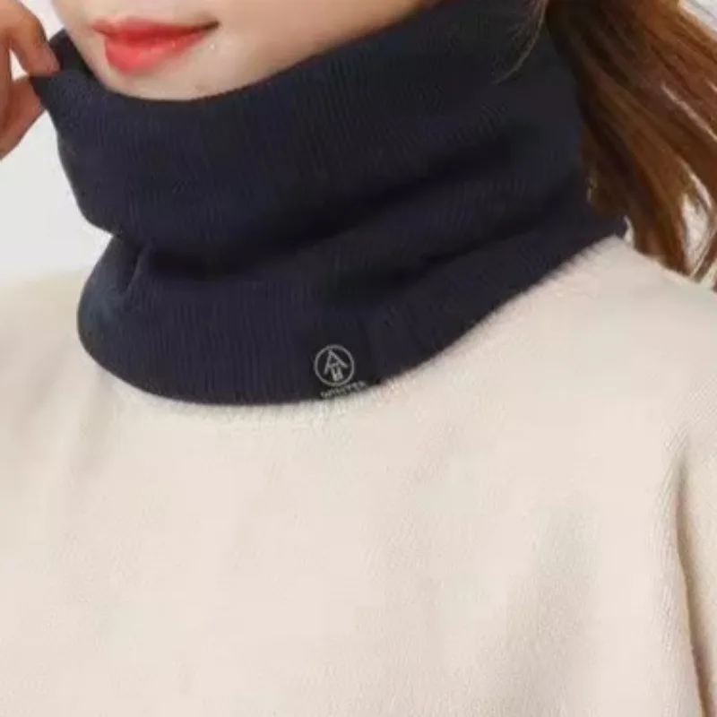 Winter Knitted Wool Neck Scarf Windproof Thick Velvet Lining Warm Scarf Breathable Large Volume Soft Cold Proof Face Neck Warmer