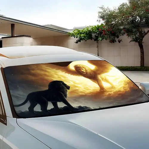 Imagen 2 del producto Parasol Personalizado con Diseño de León para Parabrisas, Cubierta para Auto, Visera Solar, Protección Solar para Vehículos