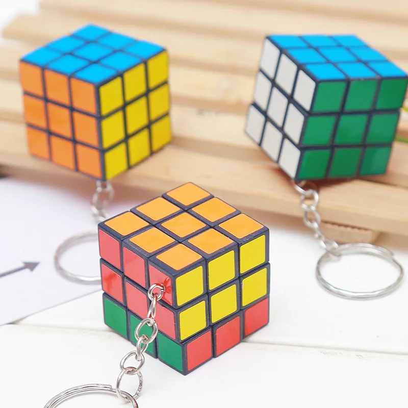 Fashion Magic Cube Keychain Fidget Toy Mini 3x3x3cm Key Ring For Women Men Gift