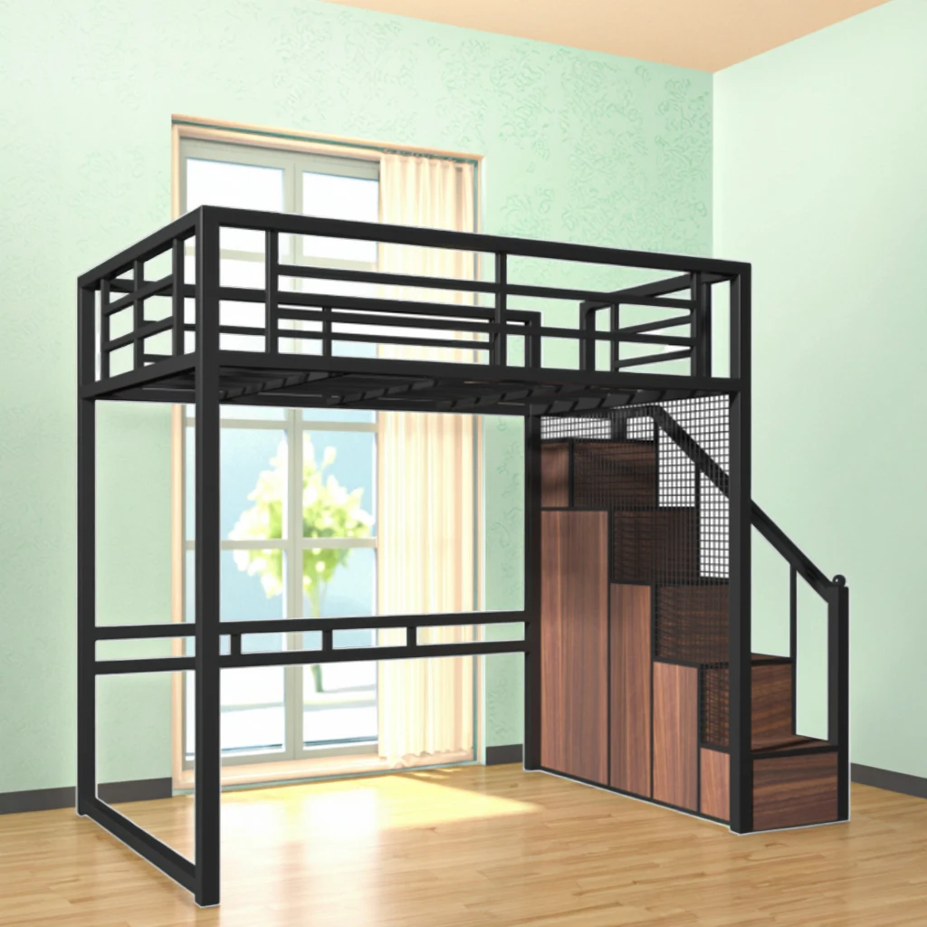 

Modern Metal Loft Bed Elevated Bunk Bed for Students Dormitory Staff Company Apartment University Use