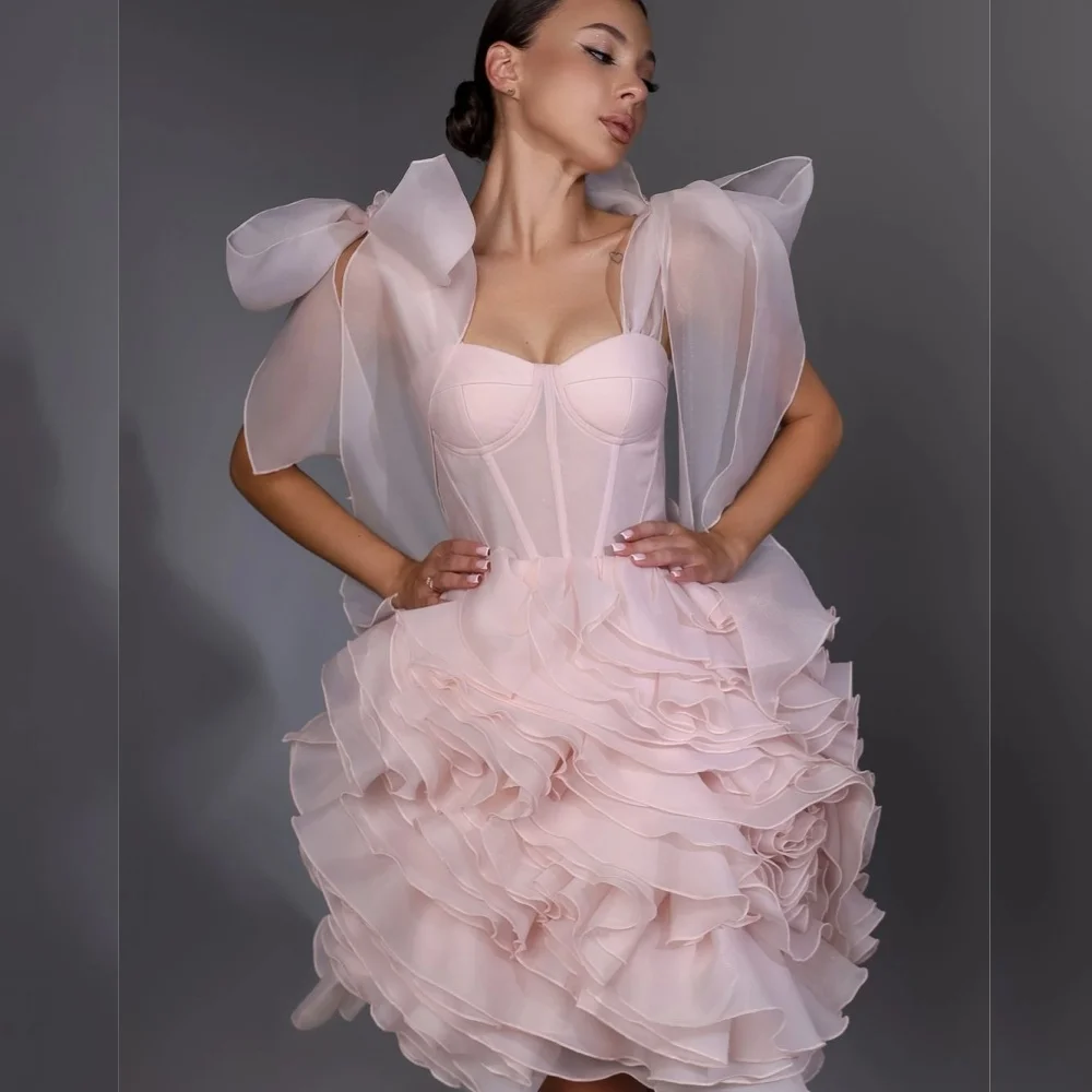 

Customized Exquisite Classic Organza Pleat A-line Off-the-shoulder Mini Dresses Bespoke Occasion Pastrol