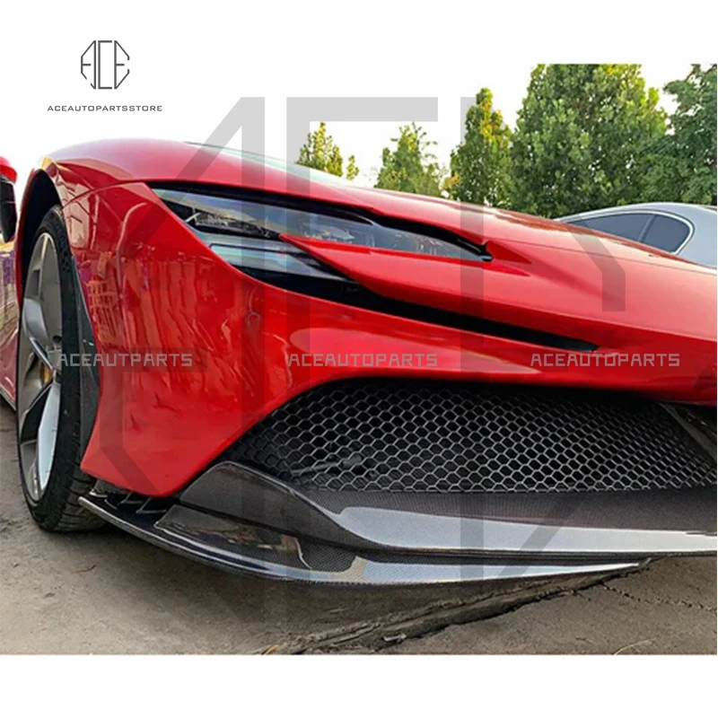 OEM Style Dry Carbon Fiber Bodykit Front Bumper Lip Corner Wrap For Ferrari Sf90