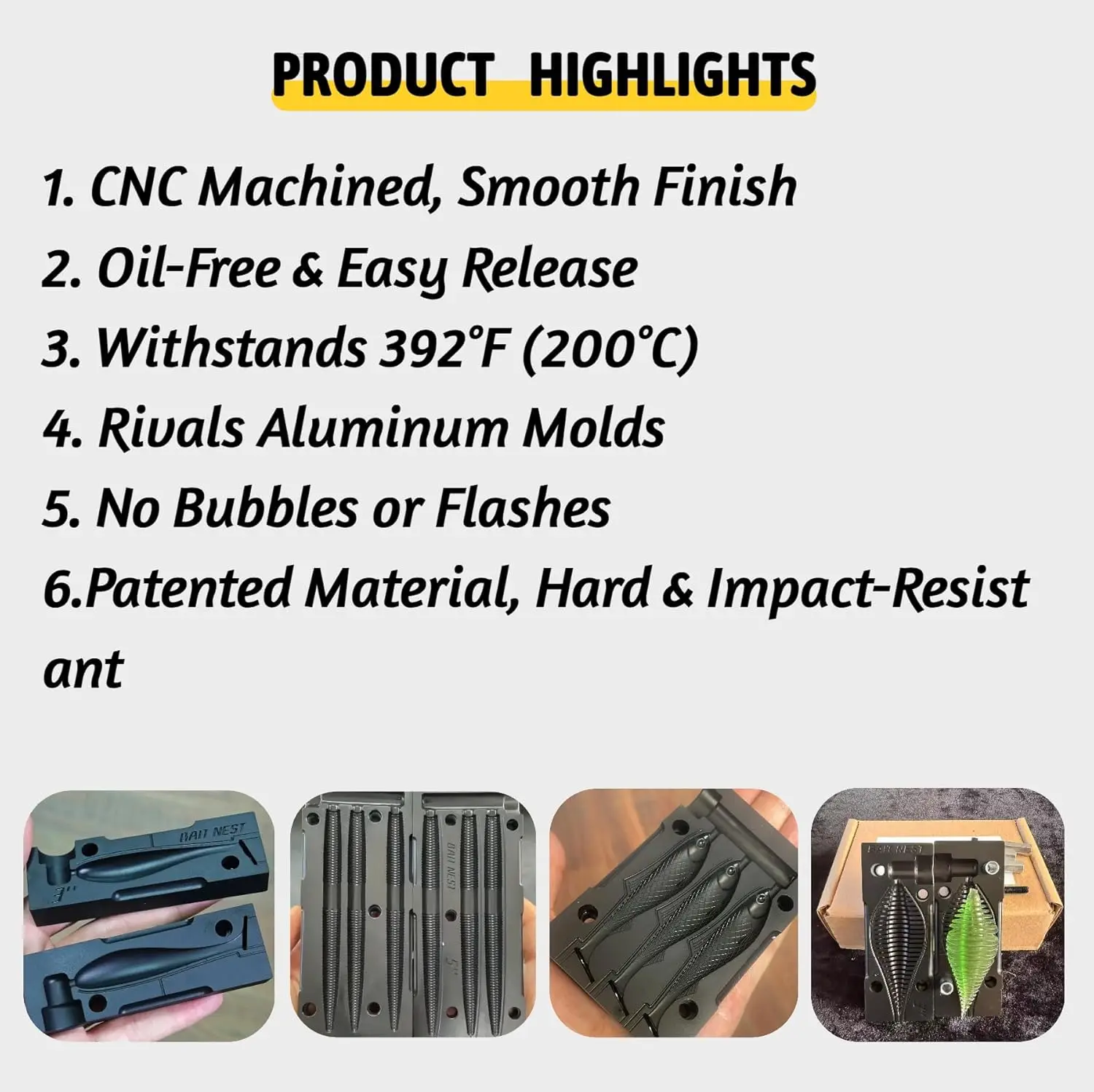 Aluminum Soft Plastic Lure Mold for DIY Bass Fishing for River Position OEM/ODM Injection Mold Support view 6