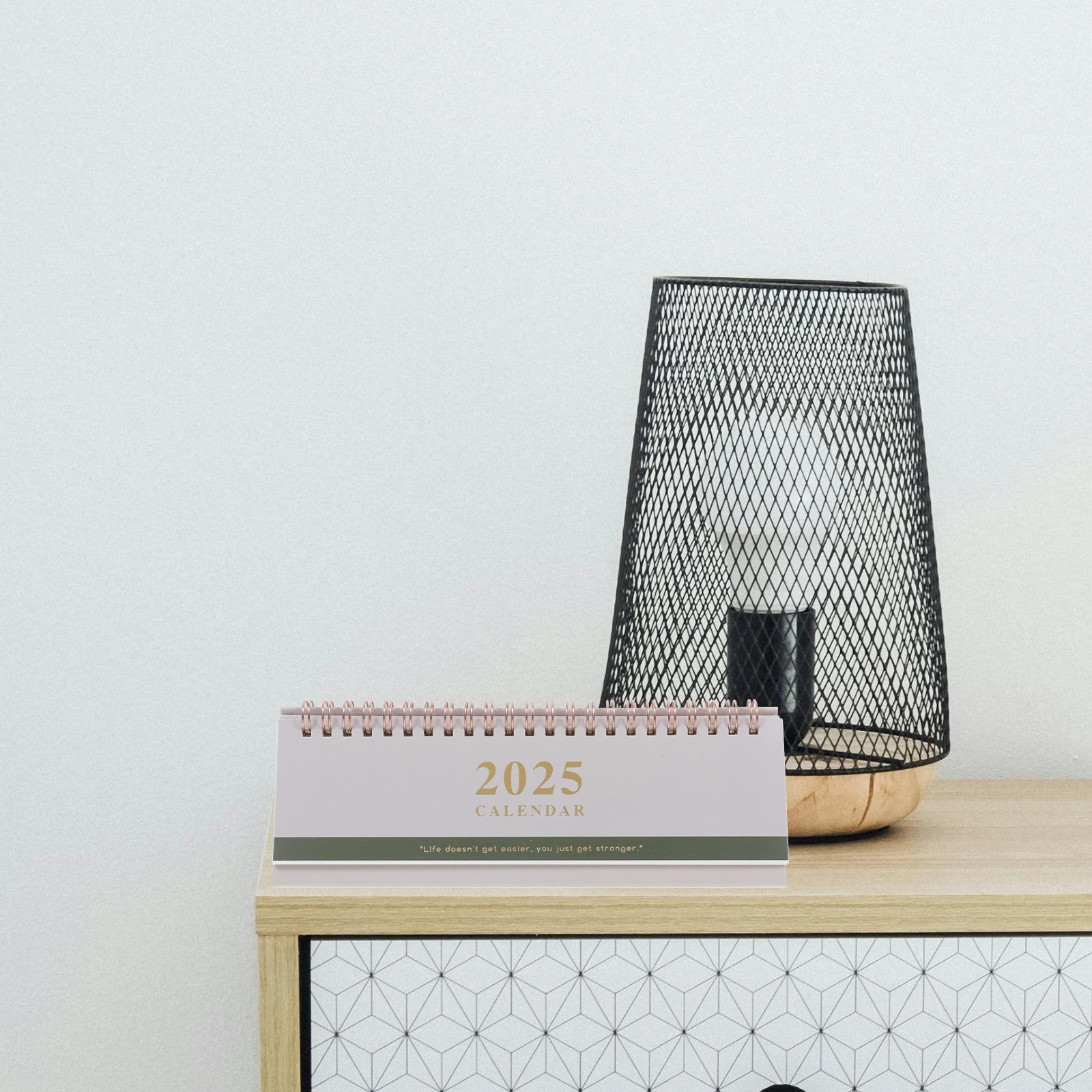 

Monthly Calendar Long Desk Classroom Flip Small and Fresh Beige Iron Creative Coil Office