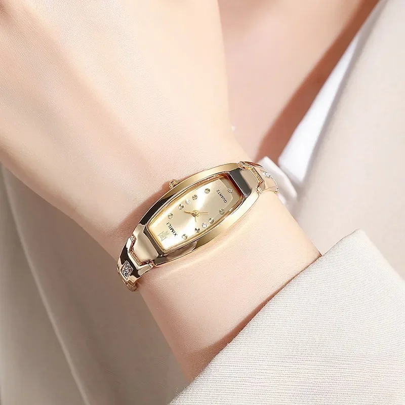 

Модные элегантные женские часы, роскошные кварцевые часы со стразами и овальным циферблатом, женские наручные часы Reloj Mujer (без коробки) Montre Femme