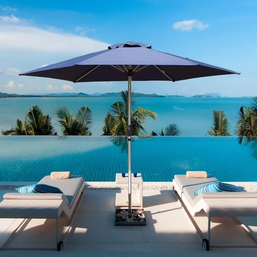 

7.5FT Patio Umbrella Outdoor Table Umbrella with Push Button Tilt and Crank UV Protection Waterproof Market Sun Umbrella with 6