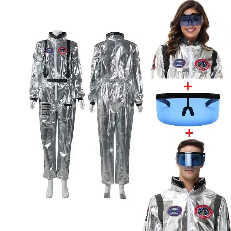 

Новый серебристый костюм космонавта 2026 года для взрослых, космический комбинезон для Хэллоуина, косплей, комбинезон «Титан Атака», униформа для вечеринок с солнцезащитными очками, аниме