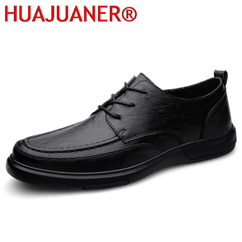 

New British Style Men Shoes Fashion Genuine Leather Shoes Men Comfortable Low-top Casual Shoes Shiny Classic Men Shoes Oxfords