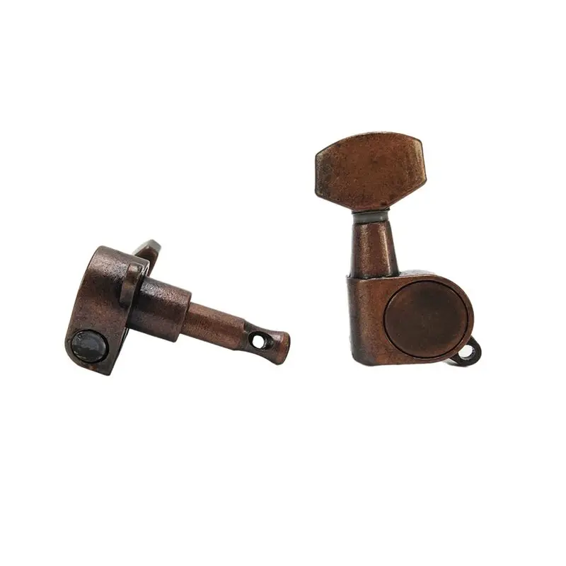 A64T 6 Pcs Guitar Tuners, Square Handle Tuning Pegs Machine Knobs for Steel String Electric Folk Guitar, Red Bronze