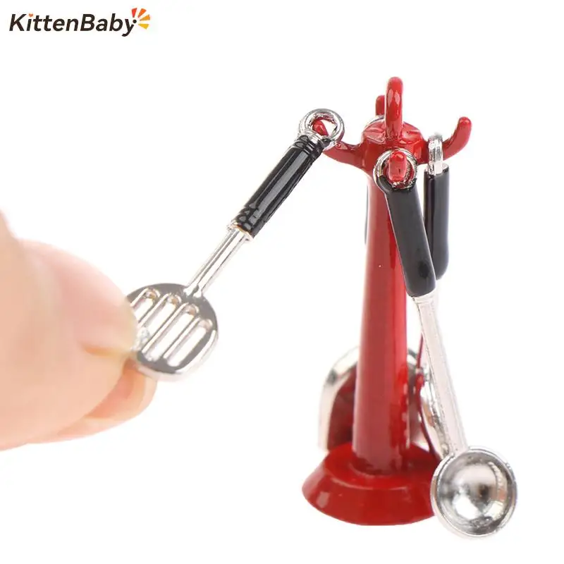 1:12 casa de bonecas mini utensílios de cozinha vertical pendurado colher panela pá colher sopa gotejamento colher prateleiras kit cozinha móveis alimentos brinquedos