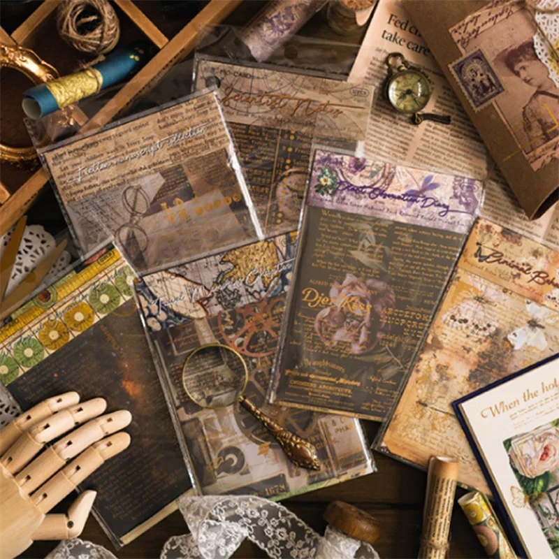 New22 Pcs DIY Journal Retro Map Material Paper Scrapbooking Journal Collage Album Diary Decoration Large Size Background Paper