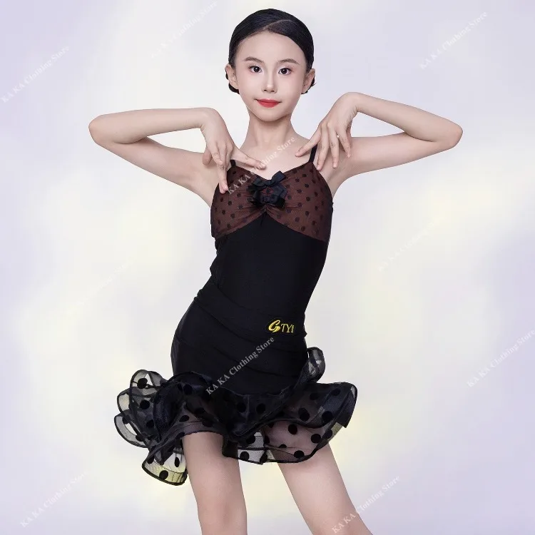 Robe de danse latine Standard Samba Rumba Tango pour filles, Costume de danse Cha Cha Salsa, robes de danse de salle de bal pour enfants