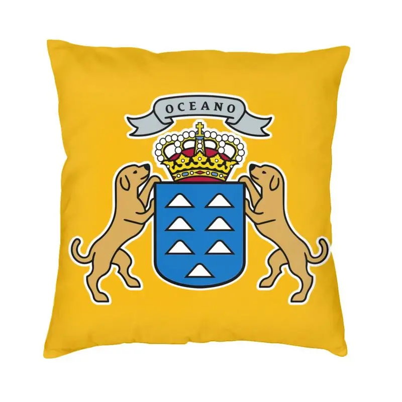 Canarias Flag Coat Of Arms Pillow Case 40x40cm Decoration Fashion Cushion Decoration Salon Square Pillowcase