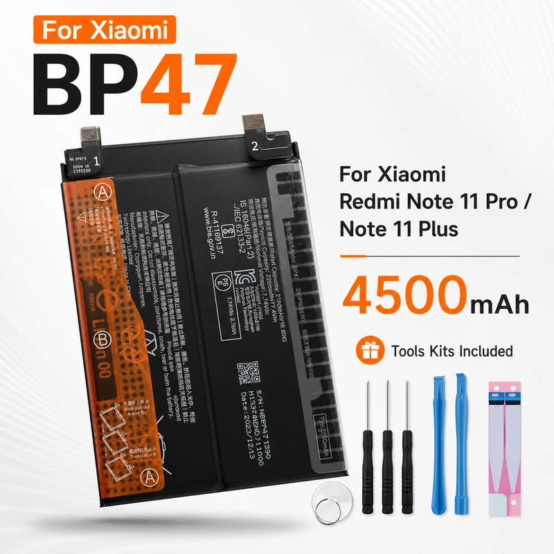 Premium Replacement Battery BP47 4500mAh For Xiaomi Mi Redmi Note 11 Pro Note 11 Plus Note11+ Phone Repair With Tool Kit