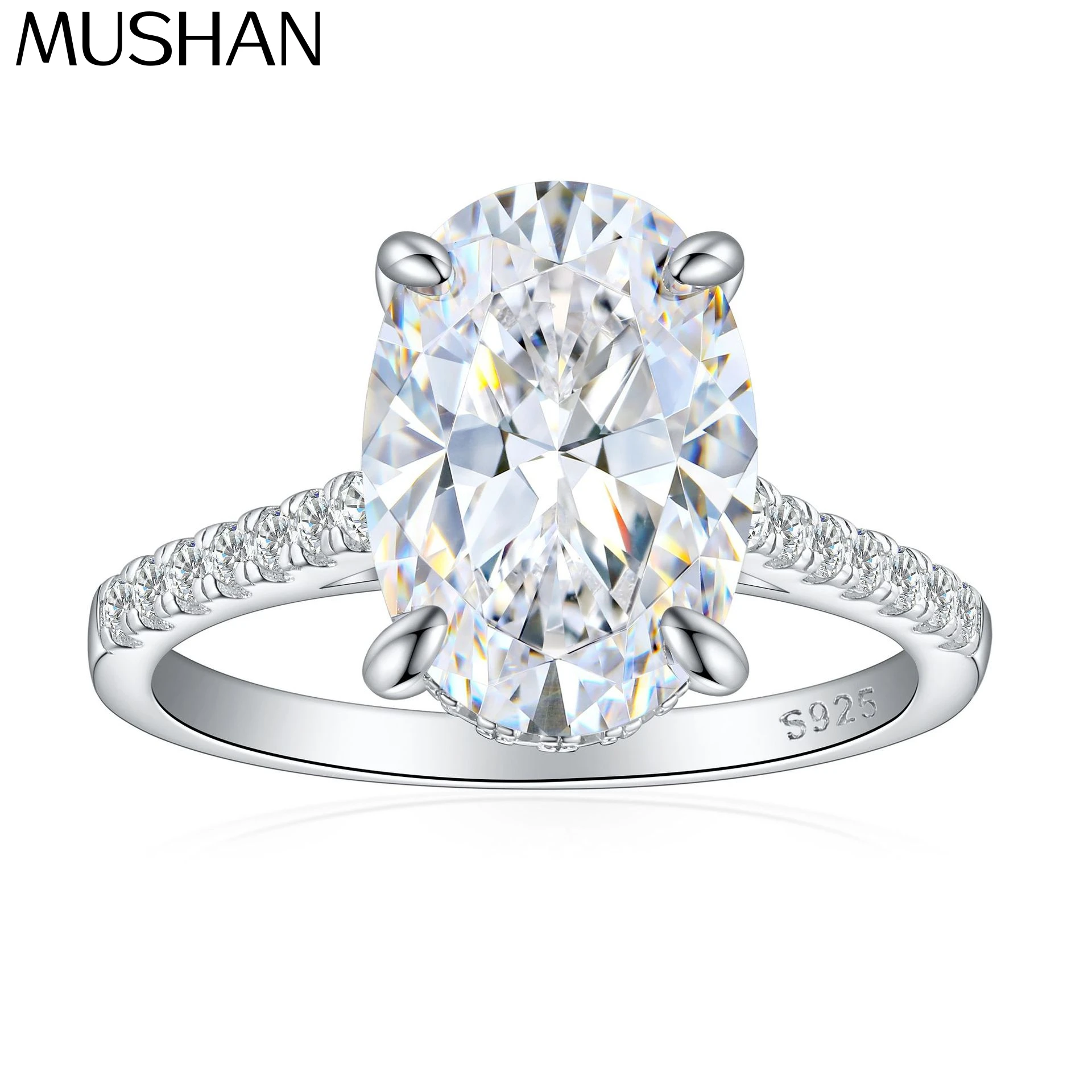 

MuShan Luxury Jewelry 925 Sterling Silver Ring Cubic Zirconia 5A Radiant Vacation for Bride 18K Gold Plated Fine Jewelry Rings