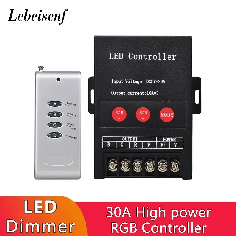 Controller LED RF 5V 12V 24V DC 30A ad alta potenza 5050 RGB striscia di colore luce 2835 modulo lampada Wireless 4 tasti telecomando Dimmer