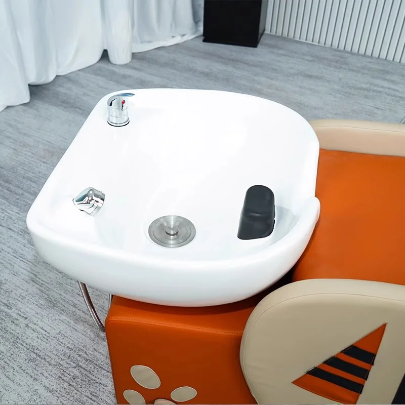 工場製造の人気商品、子供用カラフルなサロンシャンプーチェア、シャンプーベッド、子供用ヘアウォッシング用サロン家具