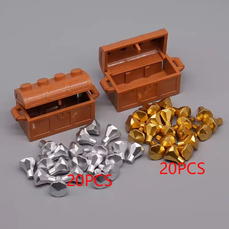MOC Stadt Schatz Serie Set Zubehör Bausteine Gold Erz Silber Kristall Diamant Box Gold Schlüssel Dollar Bargeld Ziegel Kind Spielzeug