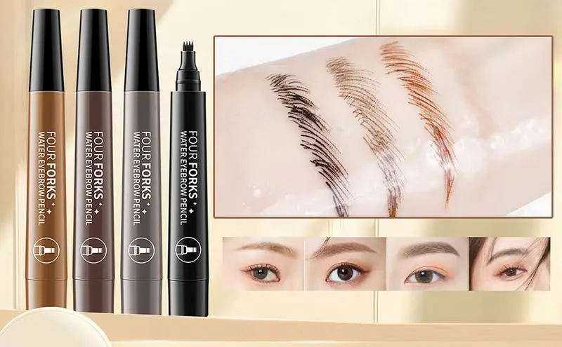 

New Eyebrow Pencil Waterproof Microblading Eyebrow Pencil Makeup Contouring Pen 4 Tipped Precise Brow Pencil For Women Men