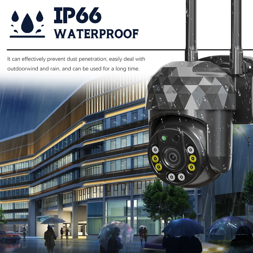 V380 Pro 2MP Ultra HD PTZ 2.4G WiFi LED Outdoor H265 AI Human Detection 1080P Audio IP Camera Auto Tracking Video Surveillance