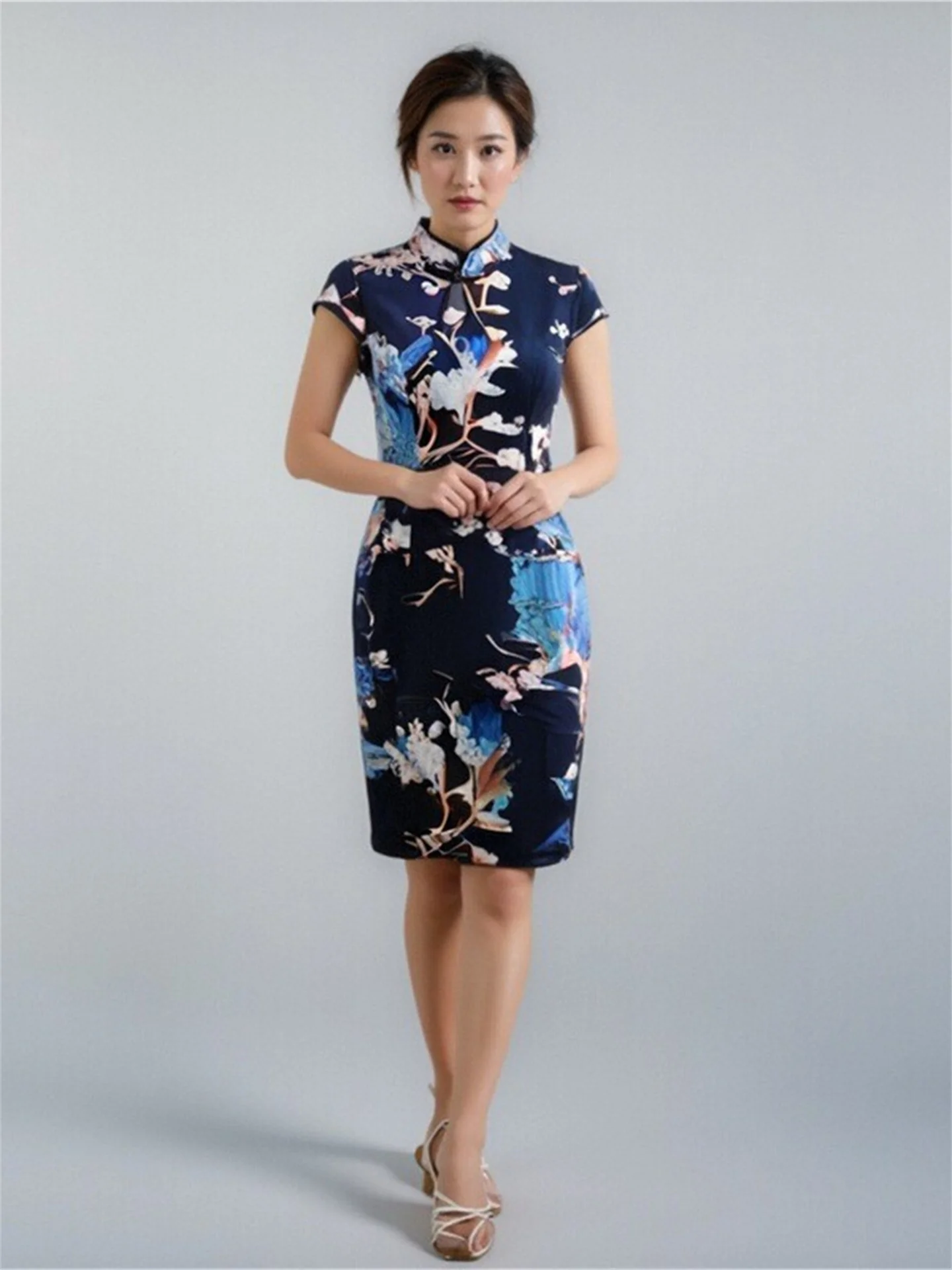 

Винтажное платье средней длины из бархатной ткани с низким разрезом, для повседневной носки, теплое, утепленное, в китайском стиле