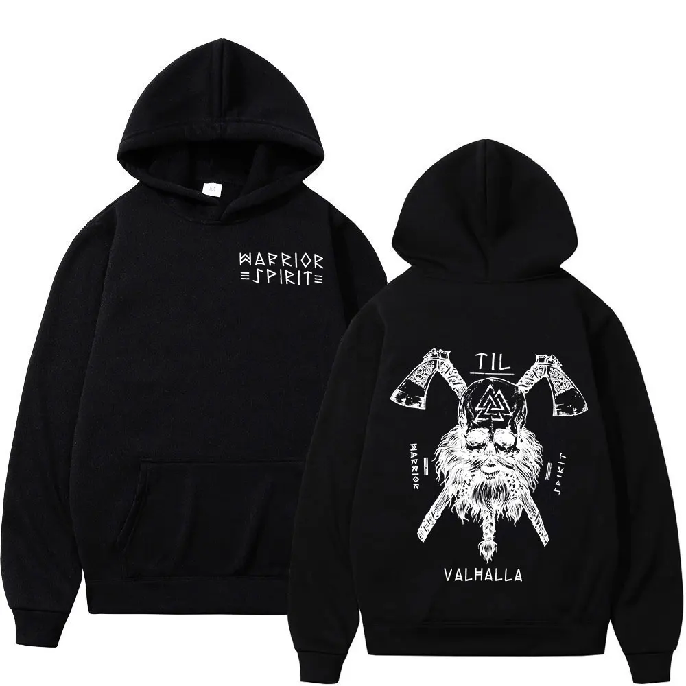 

Til Valhalla Nordic Warrior Spirit Military Grunt Tactics Skeleton Hoodies Men Clothing Gothic Long Sleeve Sweatshirt Pullovers