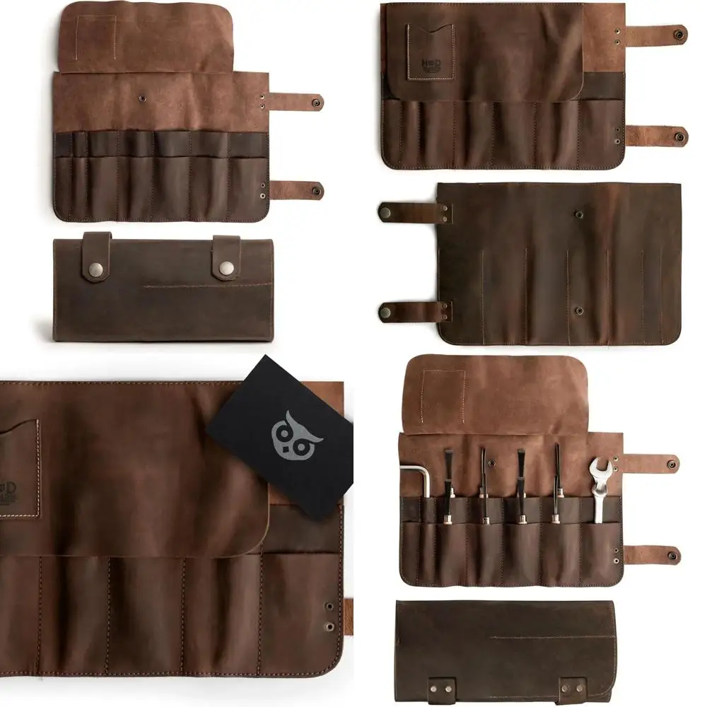 

Premium 14-Compartment Leather Roll-Up Bag for Barbers and Salon Professionals