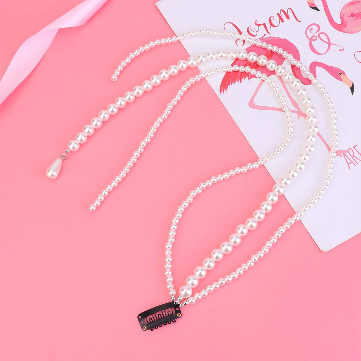 

Pearl Hair Accessories Fashion Headdress Ponytail Decor Beaded Clip for Girls Long Hairpin