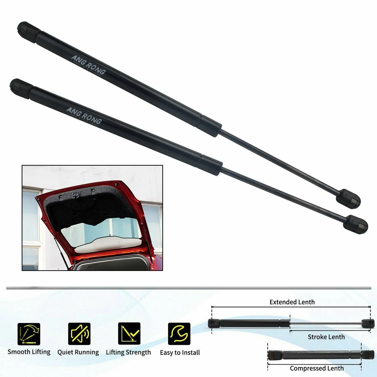 2x Fiat 500 Hatchback 2007-onwards Tailgate Boot Trunk Gas Struts Support Holder