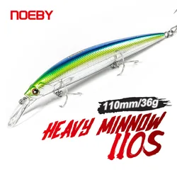Noeby Heavy Minnow Fishing Lure 110mm 36g Sinking Electroplating Jerkbait Artificial Hard Bait for Seabass Tackle Fishing Lures