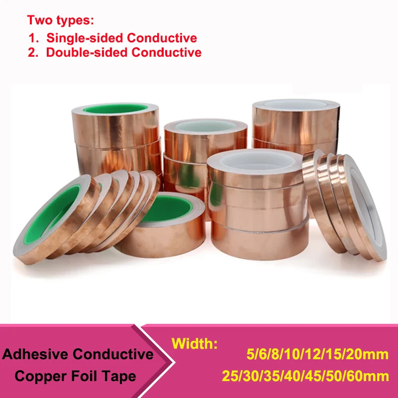 

20m/roll Copper Foil Tape Adhesive Single Double Sided Conductive Snail EMI Shielding DIY Circuit Electrical Repair Tapes