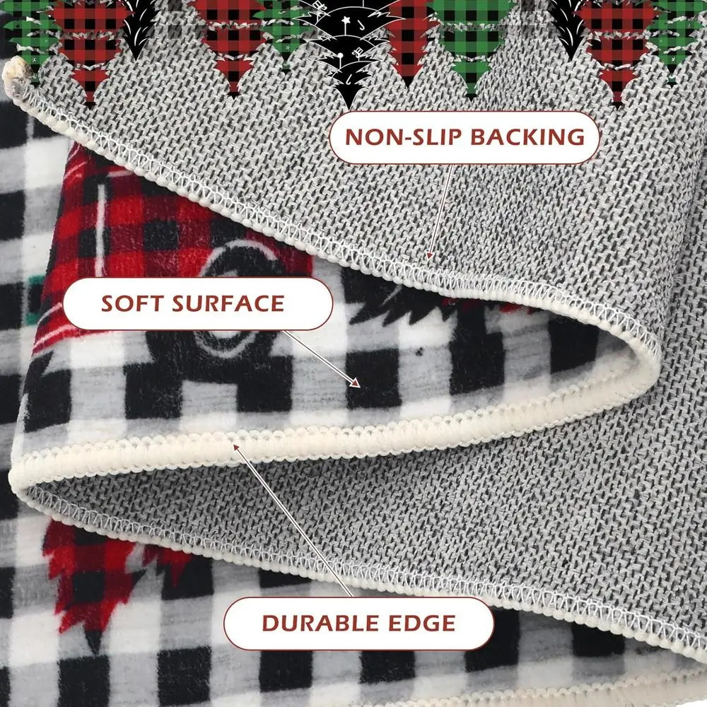 Watercolor Christmas Bear Plaid Rug, Washable for Entryway or Living Room, 2x3/5x7 ft