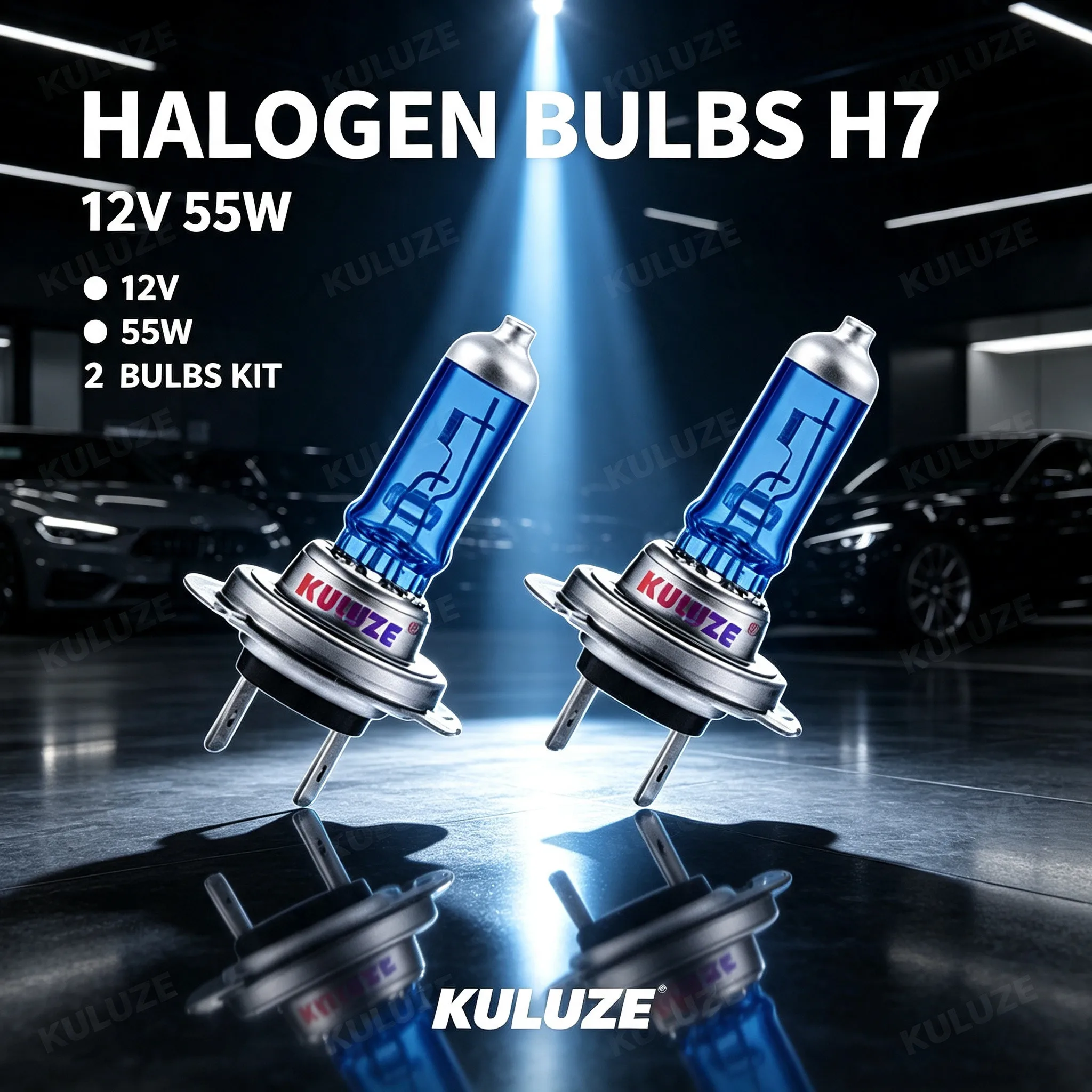 2pcs H7 55W Super White Quartz Halogen Bulb  Auto Halogen Bulb High Power 100W Auto Lamp Fog Lights 12V High and Low Light Bulbs