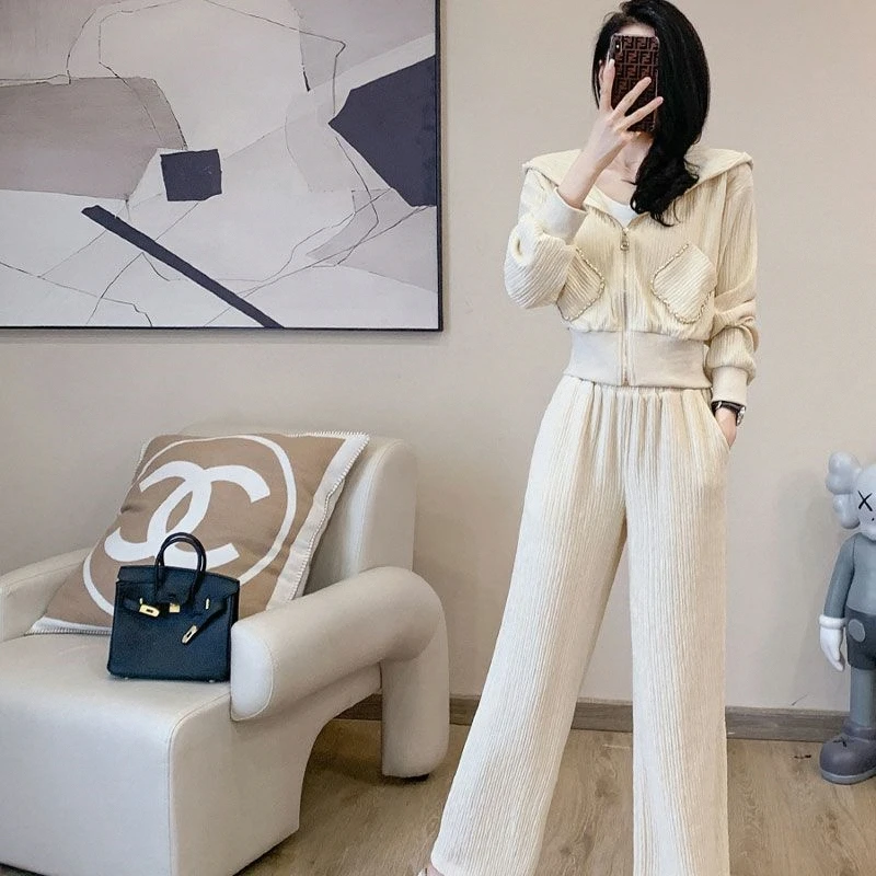 Fashionable Sporty Two-Piece Set Complete Outfit Spring 2023 Women\'s Casual Wear Comfortable Long Pants Stylish Sweatshirt