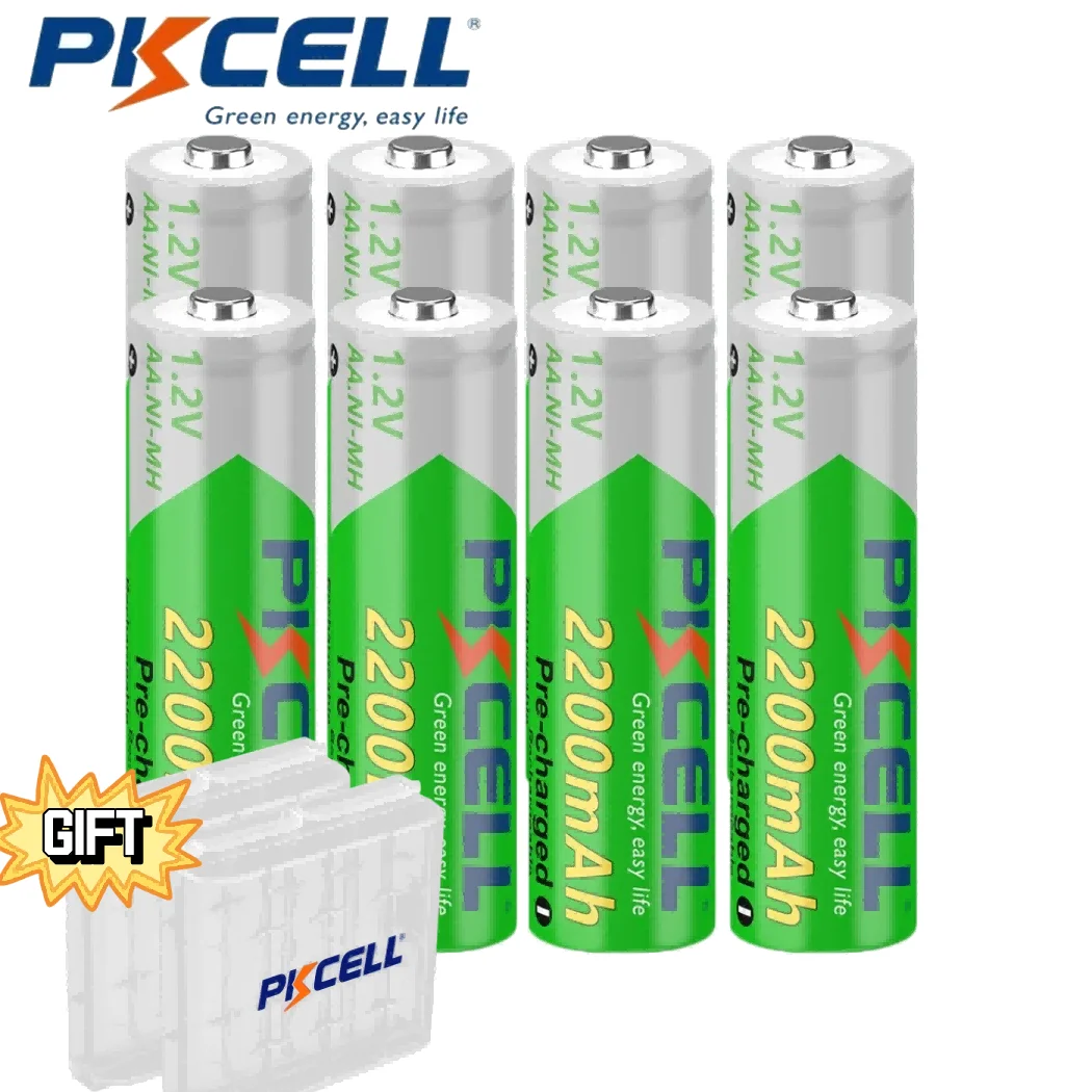 

Pkcell 2200MAH Precharge LSD Ni-MH AA 1.2V Rechargeable Battery Suitable for MP3 Remote Control LED Flashlight Torch Toy Digital