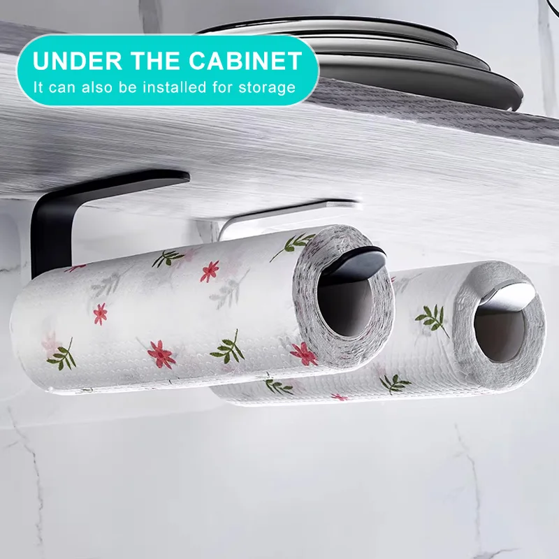 MOLI Black White Self Adhesive kitchen Paper holder Toilet Paper Roll Holder Kitchen Roll Tissue Stand Organizer AluminumML65B-1 - view 6