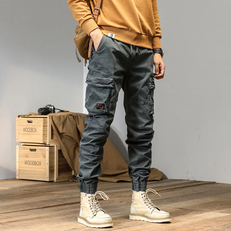 CAAYU Joggers kargo pantolon erkekler rahat Y2k MultiPocket erkek pantolon Sweatpants Streetwear Techwear taktik parça siyah pantolon erkekler