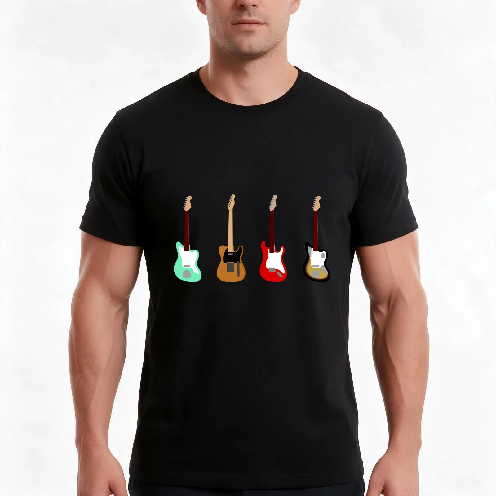Electric Guitar Classic Selection T-Shirt Summer Casual Cotton Tee Oversized Streetwear Tops Vintage Graphic Print